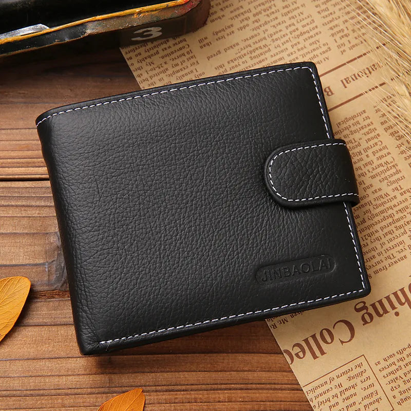Solid Style Cow Leather Men's Zipper Purse