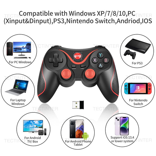 T3 Support Bluetooth Contrôleur Gamepad Téléphone Android PC Joystick Contrôle Sans Fil Joypad Switch/PS3