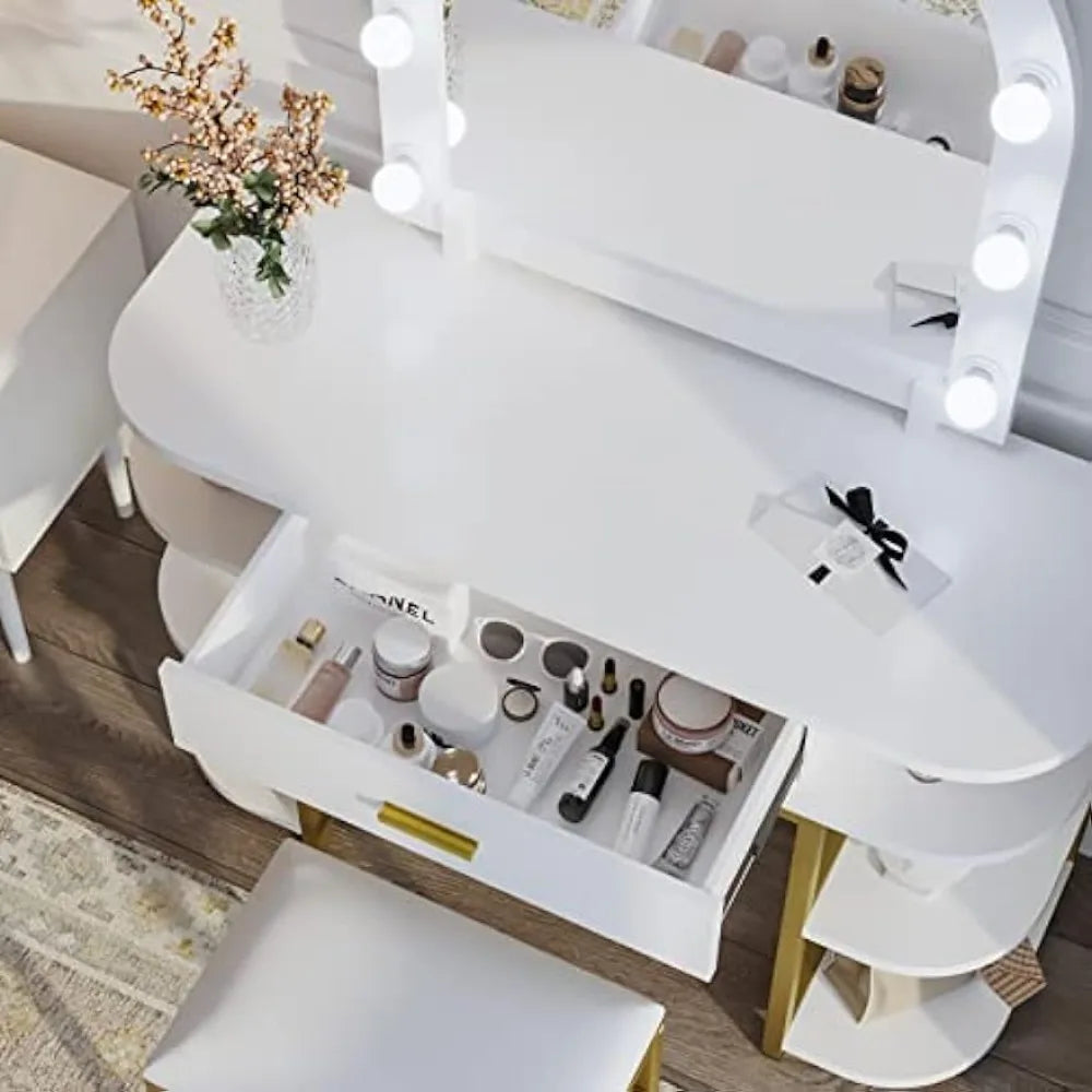 LED Vanity Desk with Mirror - Glam Up