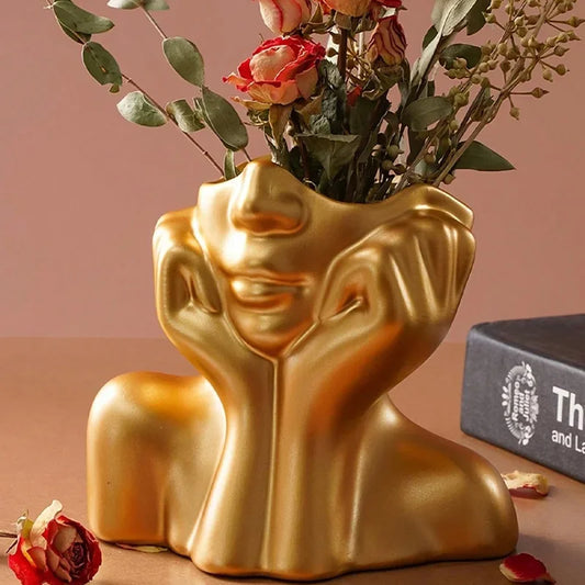 Nordic Ceramic Human Face Flower Vase – Creative Home Decor