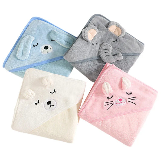 Hooded Cartoon Animal Baby Towel - Soft & Warm