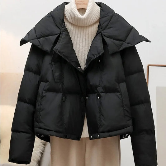 Korean Fluffy Hooded Bread Down Jacket