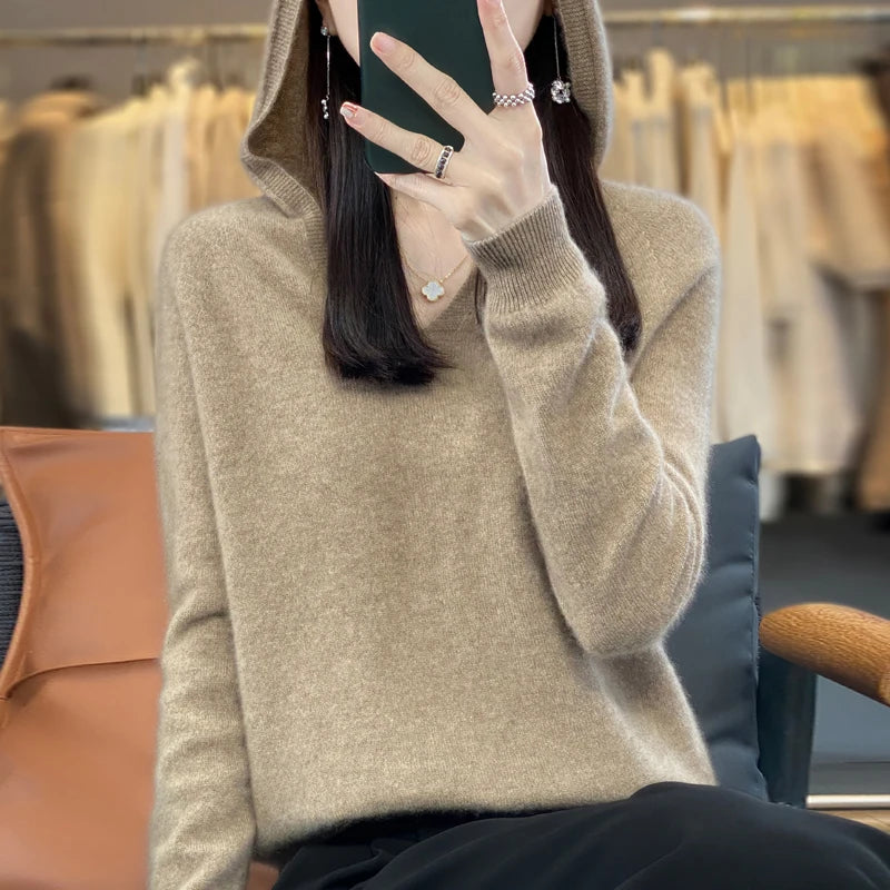 Women's Merino Pure Wool V-neck Cashmere Sweater