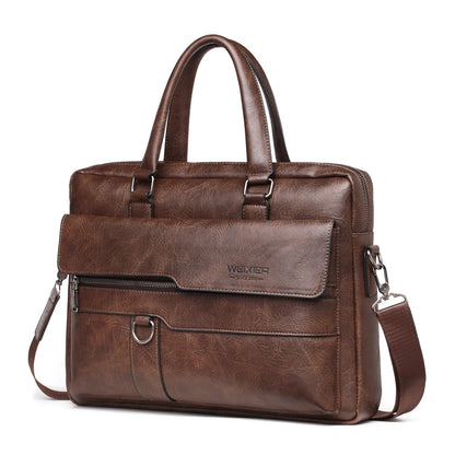 PU Leather Men's 14-Inch Laptop Briefcase