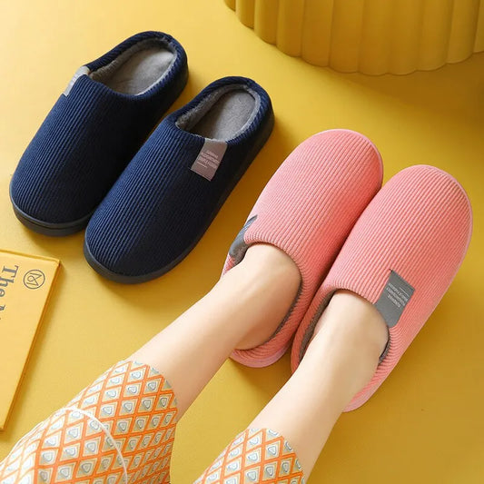 Unisex Plush Winter Slippers - Thick Anti-Slip Indoor Comfort