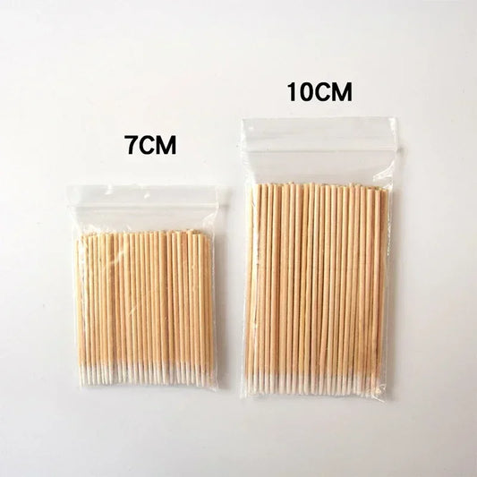 60/100/200/300Pcs Wooden Cotton Swab Clean Sticks - Manicure Detail Corrector