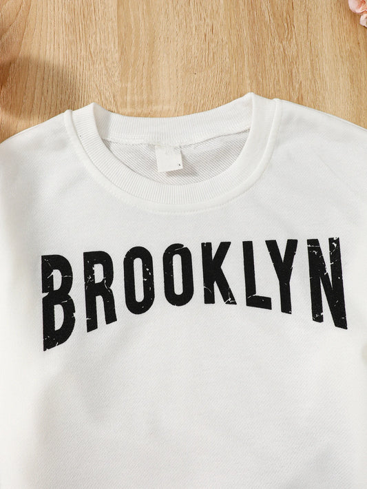 Long Sleeved White Top Children Girl Outfit