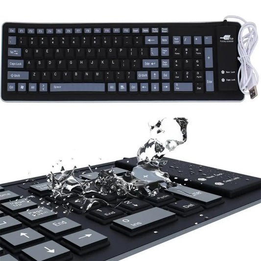 USB Waterproof Roll-Up Silicone Keyboard for PC Laptop