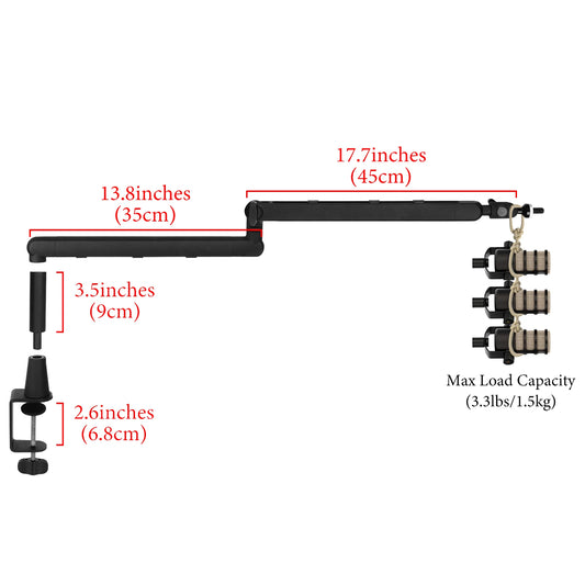 Adjustable Low-profile Arm Microphone Stand with Cable Management/Desk Mount