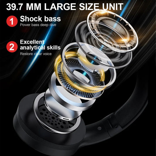 Wireless Bluetooth Headphones Foldable Stereo Earphones Noise Reduction Mic