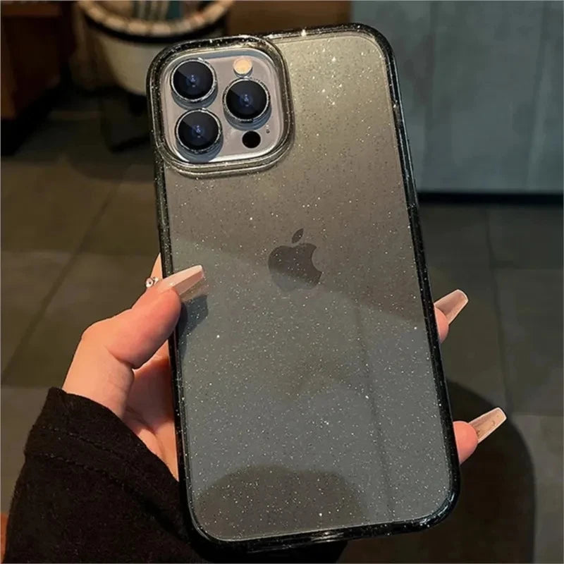 Coque iPhone transparente antichoc à paillettes