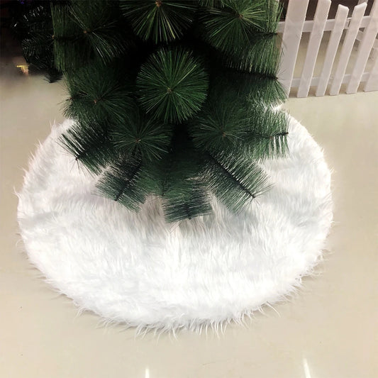 White Plush Christmas Tree Skirt Festive Base Decoration