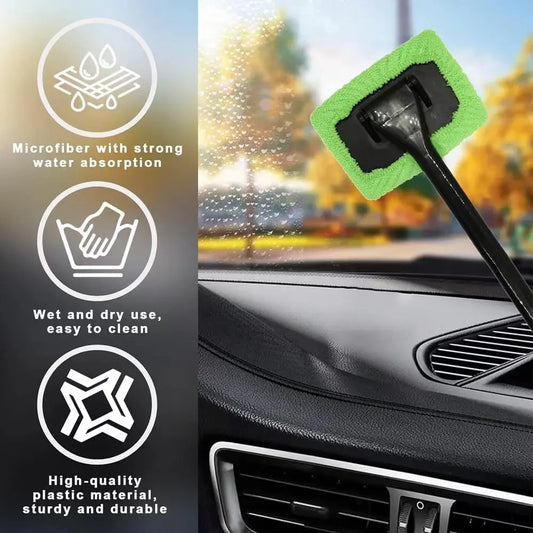 Car Window Cleaner Kit - Interior Glass Wiper with Long Handle