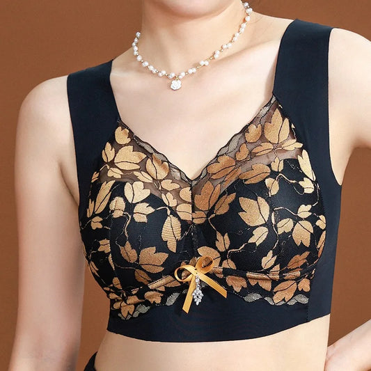 Women's Push-Up Anti-Sagging Seamless Lace Bra Wire-Free Breast-Reducing Underwear
