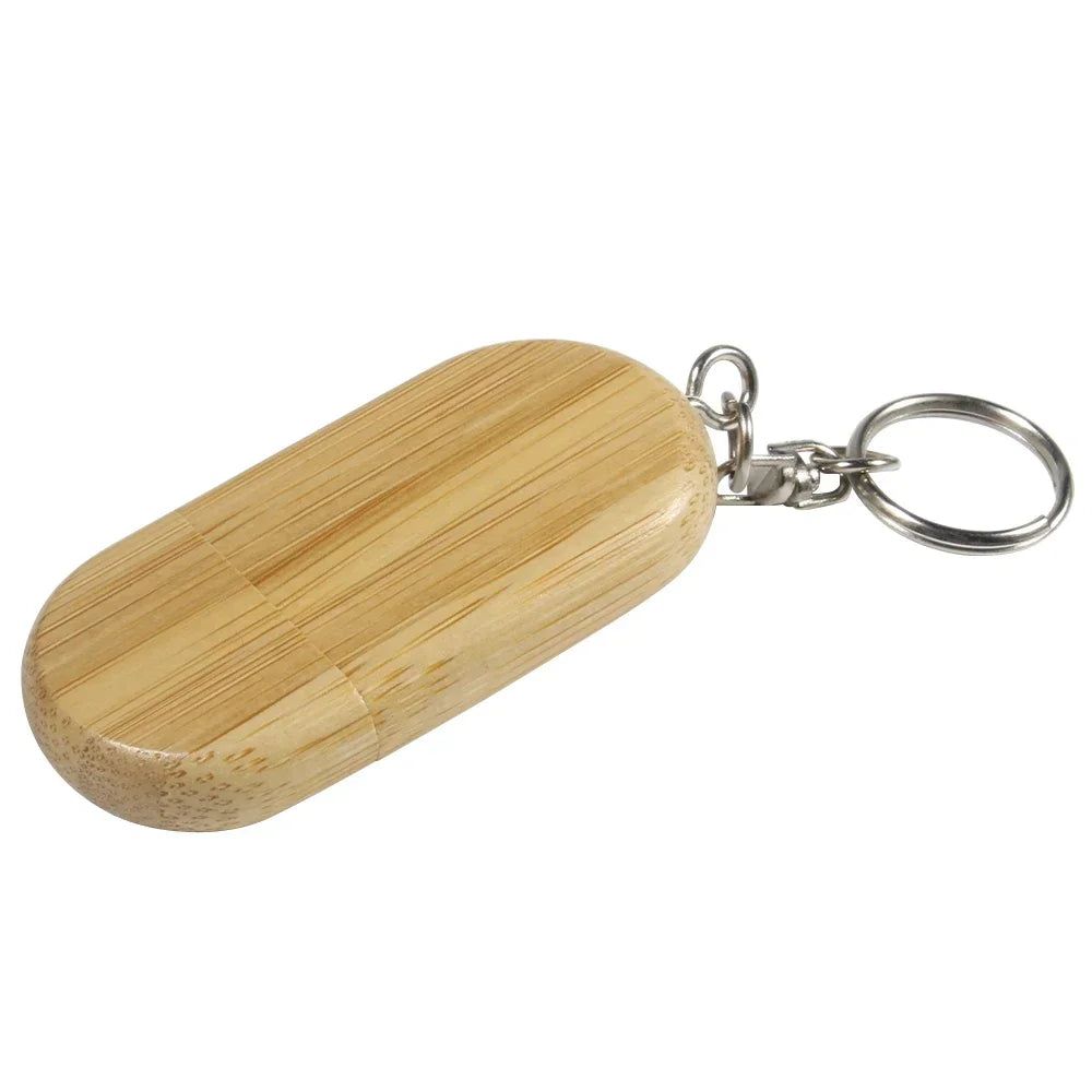 Wooden/Bamboo USB 2.0 Flash Drive with Keychain - 4GB to 128GB