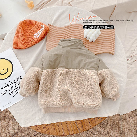 Girls' Warm Wool Coat – Winter Velvet Jacket for Kids 0-6Y