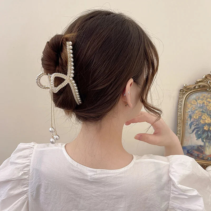 Vintage Metal Long Tassel Gripping Clip Hair Claw For Women