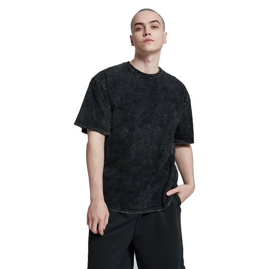 Acid Washed Cotton Hip Hop T-Shirt