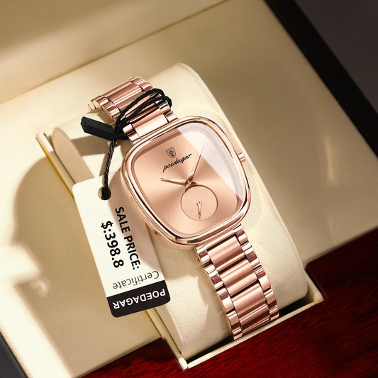 Women's Waterproof Stainless Steel Quartz Watch Ladies Timepiece Female Clock