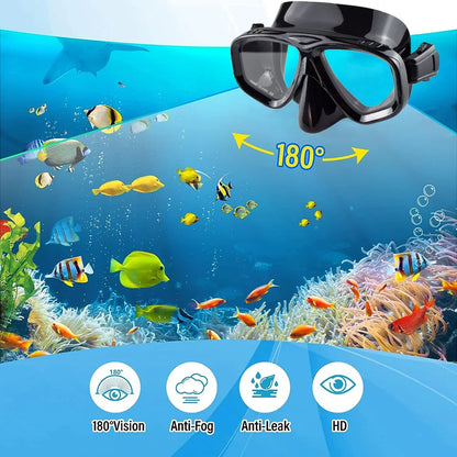 Snorkel Mask with Wide View Tempered Glass Lens