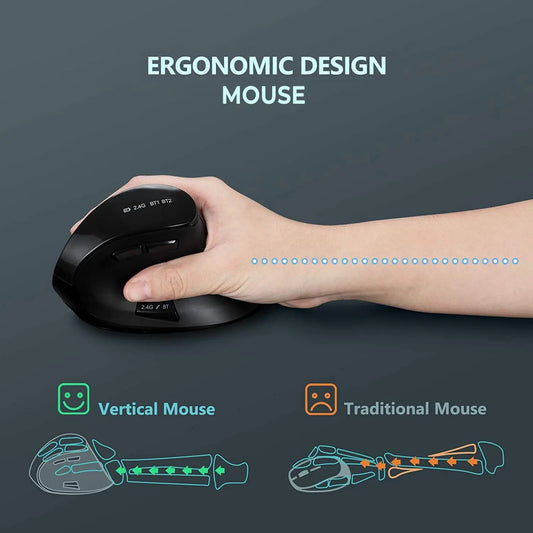 Rechargeable Bluetooth Vertical Mouse for Computer & Laptop