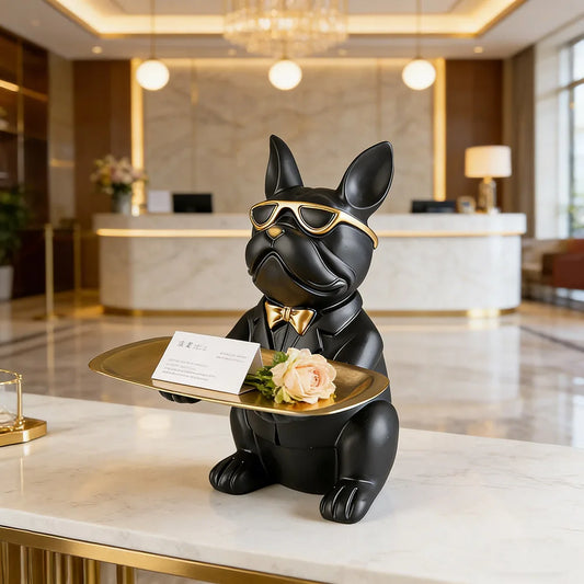 Nordic Light Bulldog Ablagetablett – Dekorativer Schlüsselhalter, Bonbonschale und Heimdekoration für den Eingangsbereich