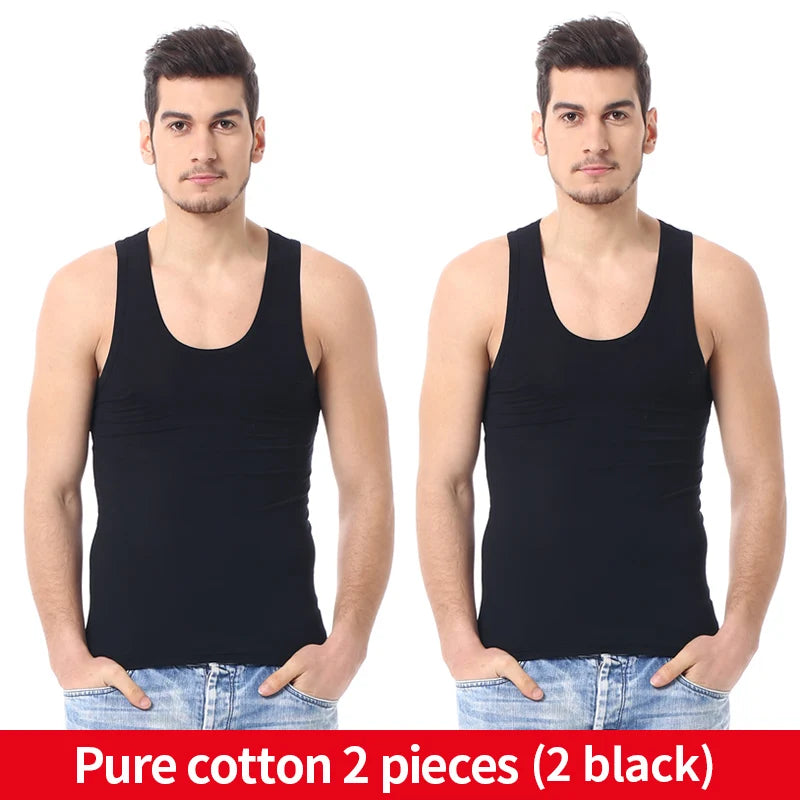 Men's Four Seasons Thin Cotton Vest Casual Comfortable Slim Fitness Sweatshirt