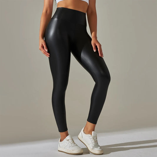 Women's Leggings High Waisted PU Leather Tight Pants Sexy Colorful Yoga Pants