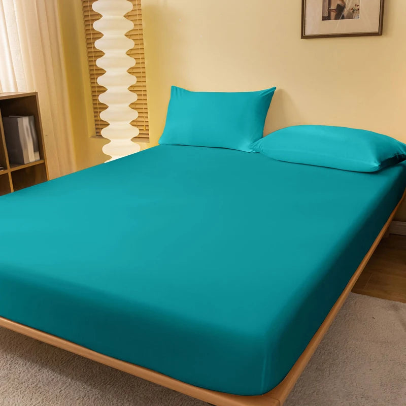 Drap de lit mat de couleur unie 1 pièce – Housse de literie douce pour chambre à coucher (sans taies d'oreiller)