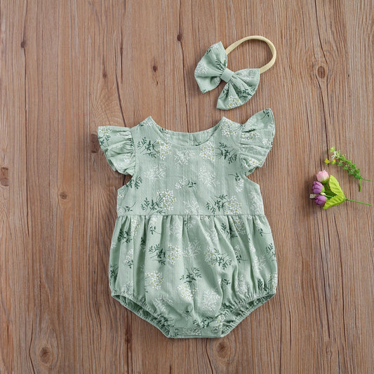 Newborn Girl Print Jumpsuits Outfit