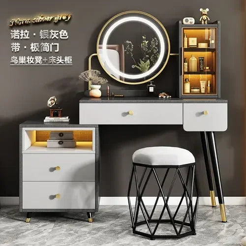 Coiffeuse de chambre nordique avec miroir à intensité variable