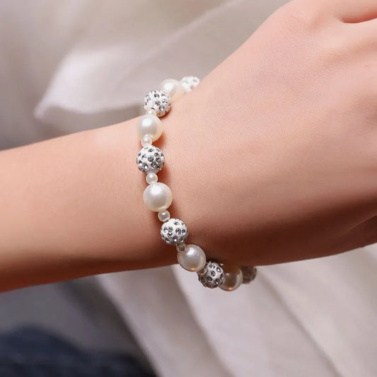 Elastic White Pearl Beads Bracelet for Women