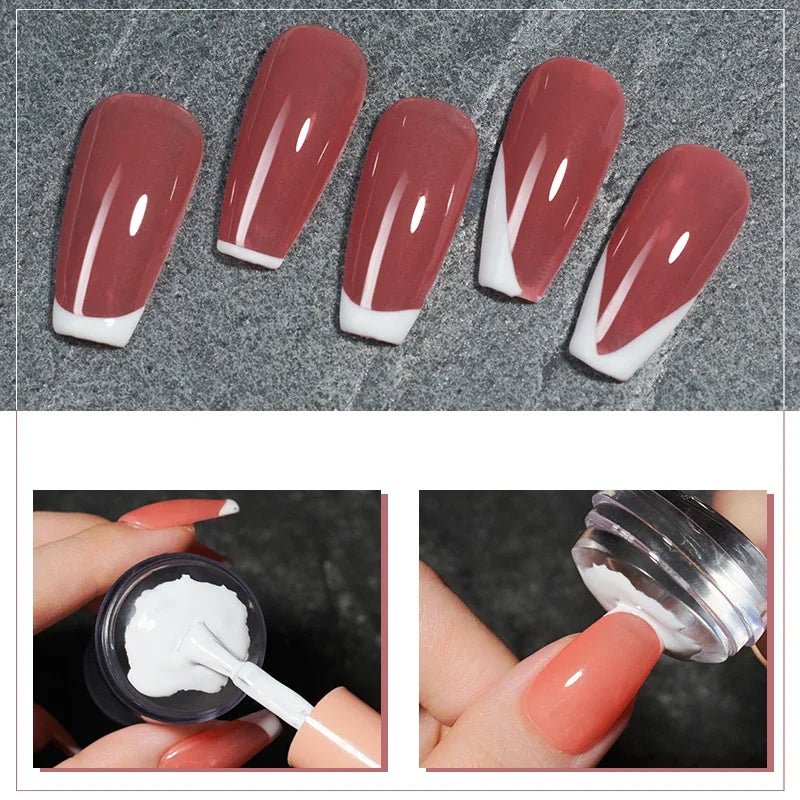 Kit d'estampage pour nail art en silicone transparent 1 pièce – Outil de grattoir à tampon double face