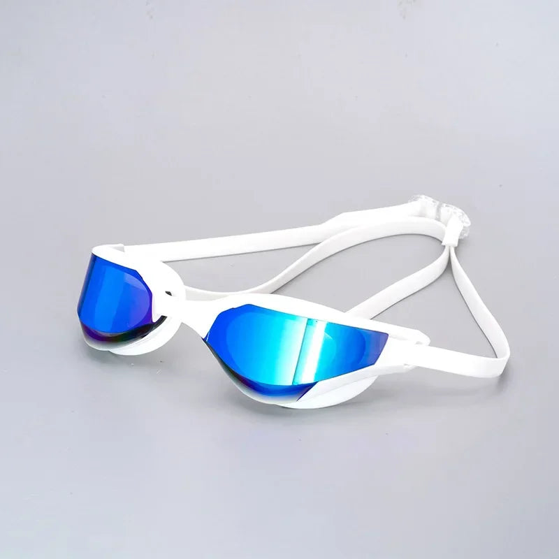 Waterproof and Fog-proof Racing Swim Goggles - Cool Silver Plated for Men and Women