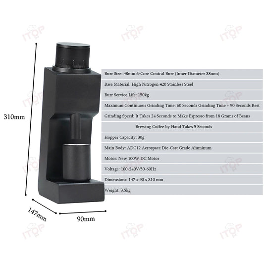 Electric Coffee Grinder 38mm Six-Core Burr