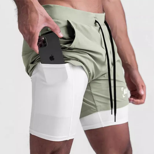 Men's Summer Quick-Dry Double Layer Gym Shorts