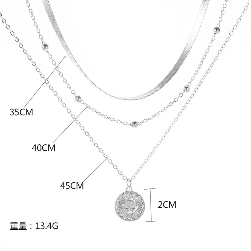 Three-Layer Silver Necklace