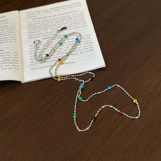 Rainbow Crystal Long Chain Necklace