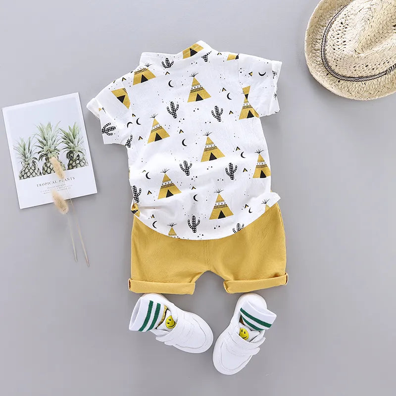 Baby Clothes - Summer Baby Boy Short-sleeved Shirt Set