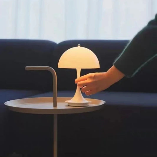 Lampe de table portable à LED en forme de champignon - Rechargeable par USB