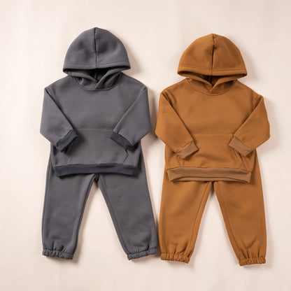 Toddler Winter Clothing with Plush Hooded Sweater