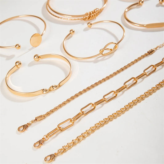 Punk Cuban Chain Bracelets Set for Women