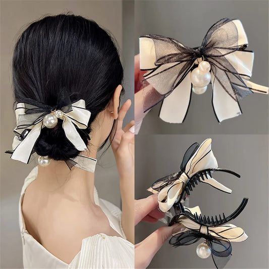 Pince à cheveux à franges en perles papillon