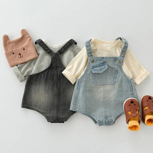 Atmungsaktiver, gestrickter, ärmelloser Strampler für Neugeborene