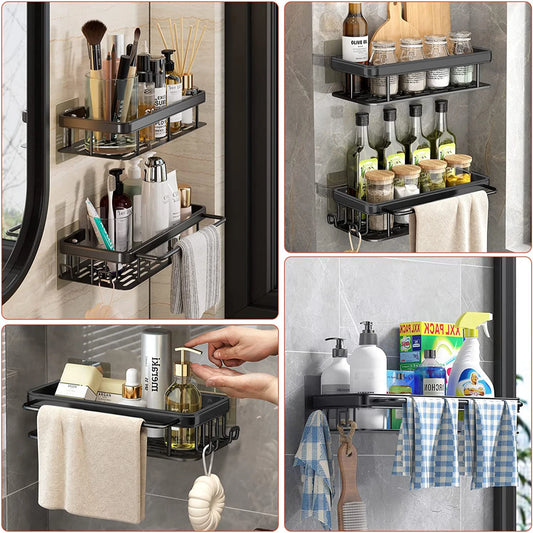 No-Drill Aluminum Alloy Bathroom and Kitchen Shelf