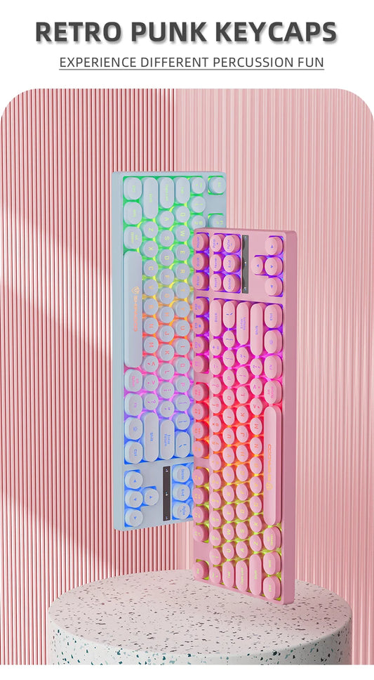 Punk-Color-Block-Gaming-Tastatur mit Roboter-Feeling