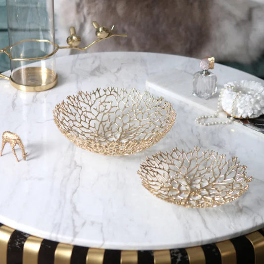 Oval Gold Metal Serving Tray