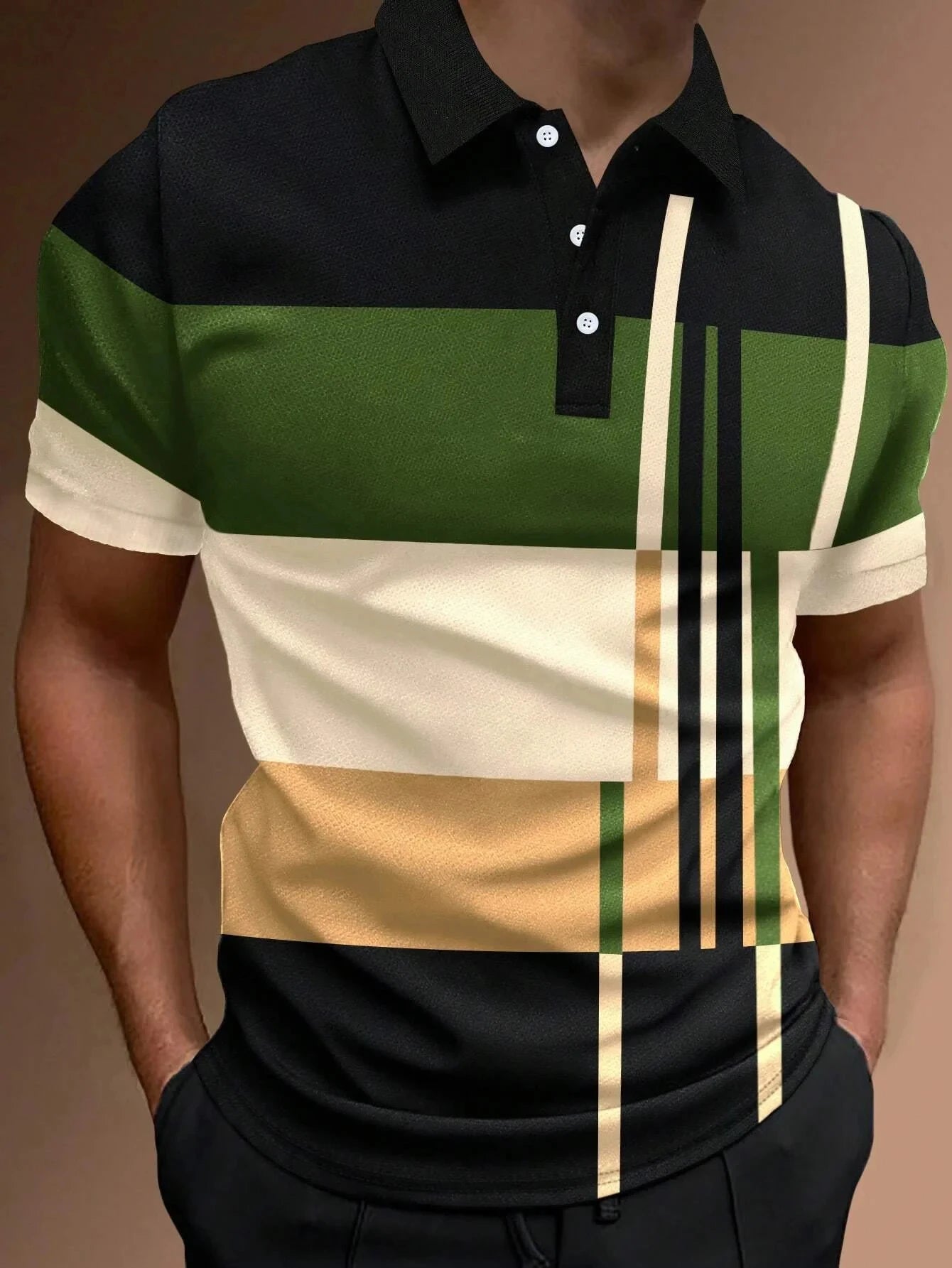 Herren Golf Stripe Poloshirt Lässiges Kurzarm-Poloshirt Einfarbiges Revers Mode Neues Business-Sport-T-Shirt Atmungsaktives Oberteil