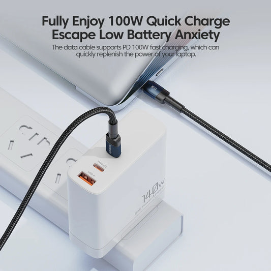 100W Type-C to USB-C Cable PD 3.0 Quick Charge 4.0 Fast Charging