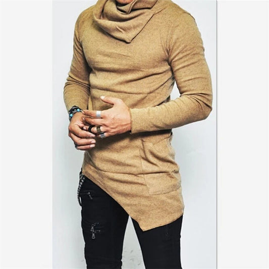 Plus Size 5XL Men's Turtleneck Hoodie - Long Sleeve Sweatshirt